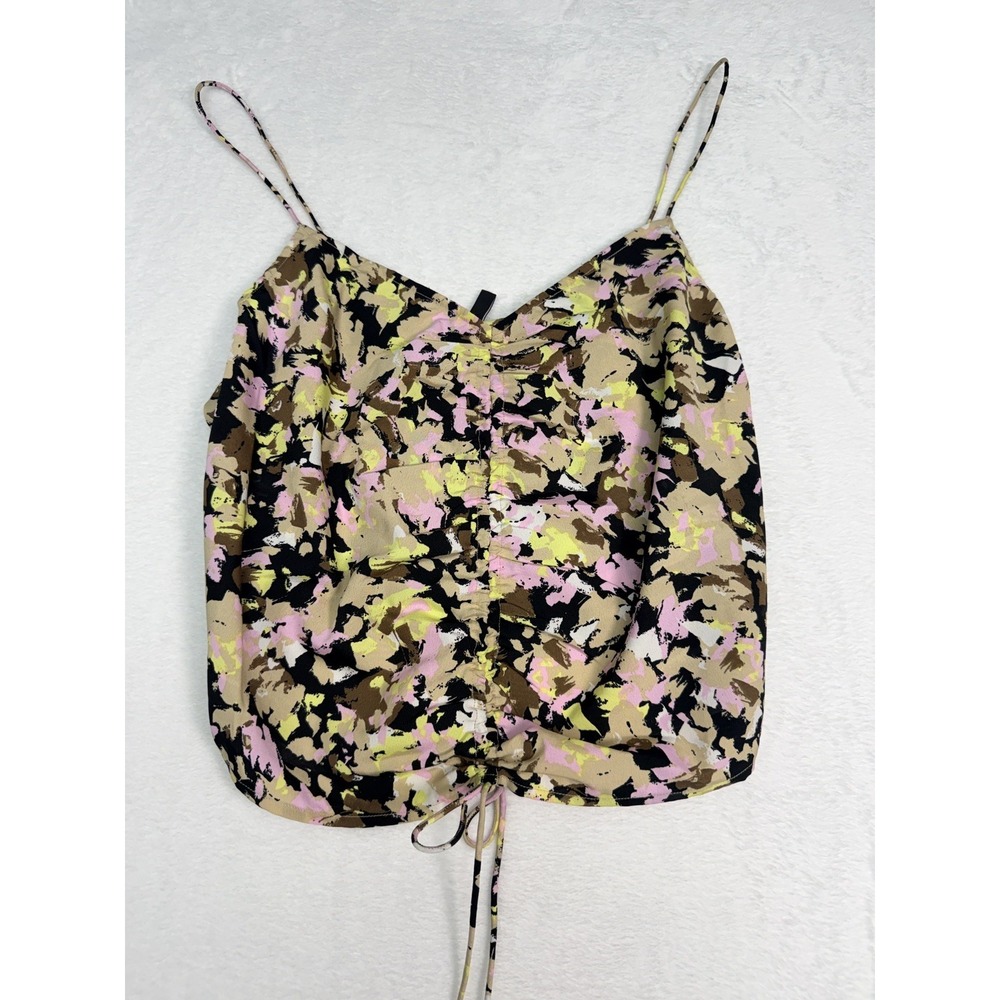 VERO MODA Tank Top Women XL Floral Sleeveless Spaghetti Summer Crop NEW